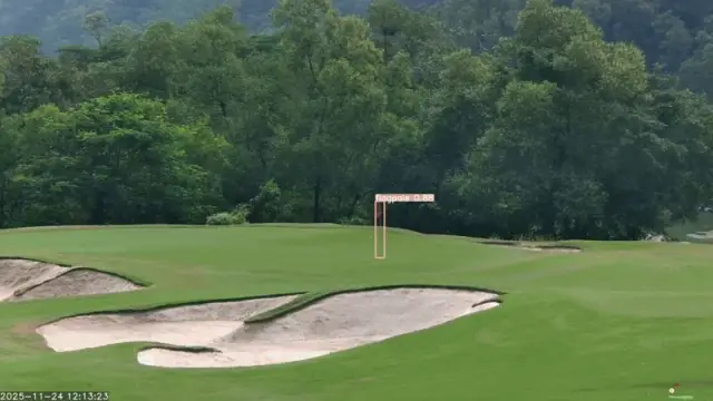 AI automatically detecting golf ball and flagstick from 400 yards